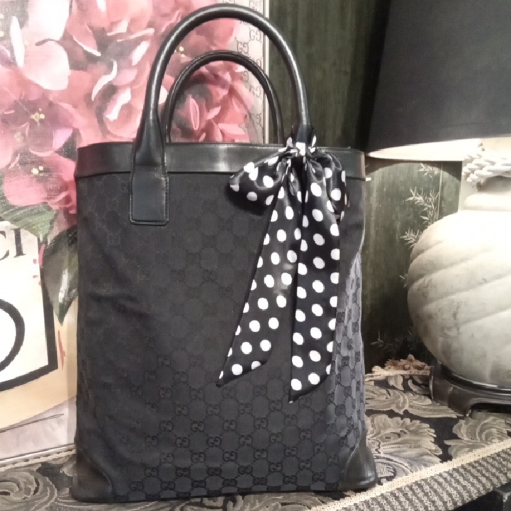 Gucci Black Tote with Polka Dot Accent